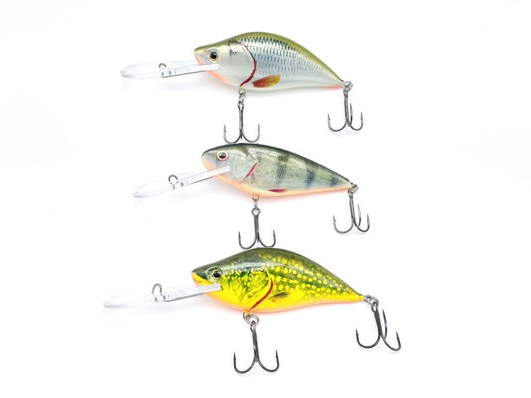 EVERBAY DORADO Fishing Wobblers Large Lures Set-Artificial Hard Crankbaits Kit - Fishing Tackles, Topwater Swimbaits for Pike Zander Catfish Big Perch, Trolling in Freshwater, Floating 3pcs(Trolling)