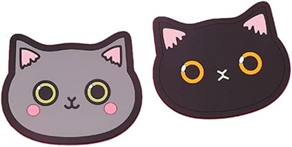 Amazon かわいい 猫の シリコン コースター 2枚組 黒猫 グレー猫 コースター オンライン通販