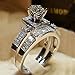 Clearance Sale! 2 Pieces Rings for Women, Jiayit Super Women Shiny White Sapphire Diamond Engagement Ring Elegant Stackable Bridal Wedding Rings Christmas Gifts for Women and Girls (9, Silver)