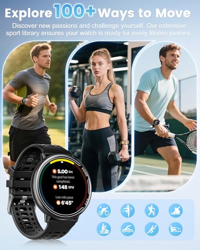 Rmana Smartwatch Men with GPS, Smartwatch Watch 1.39" Touch Screen, Bluetooth Calls, Sports Modes, Compass, Heart Rate Monitor, Blood Pressure Measurement, Digital Watch iOS/Android