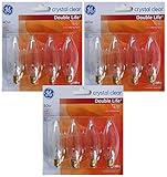 GE Crystal Clear Decorative Blunt Tip Light Bulbs, 3 Year Life, Candelabra Base (12 Pack) 25W, 40W, and 60W Available (40 Watts)