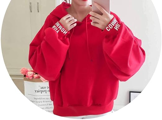 red oversized sweatshirt