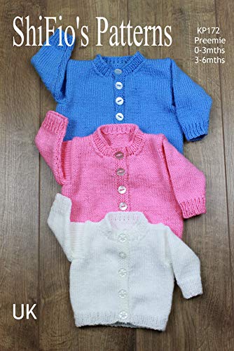 Knitting Pattern Kp172 Baby Cardigans Preemie 0 3mths 3 6mths Uk Terminology