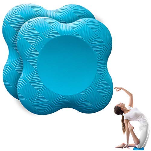 munloo 2 Pieces Yoga Knee Pad, Non-Slip Knee Pad Mat Set Wear Resistant Protects the Knees, Hands, Wrists and Elbows (Blue)