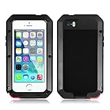 iPhone 5S/SE Case,Mangix Gorilla Glass Luxury Aluminum Alloy Protective Metal Shockproof Heavy Duty Cover Shell Case Skin Protector for Apple iPhone 5/5S/SE (Black)