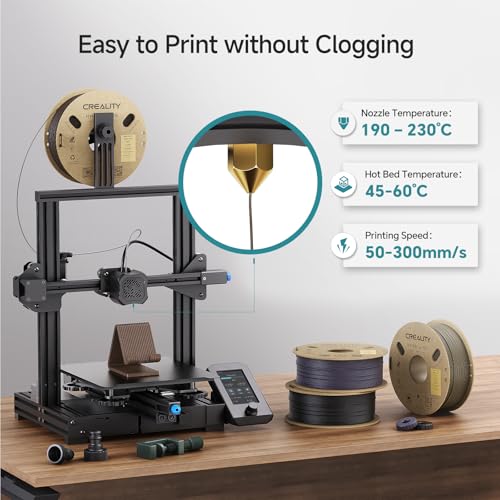Creality Filamento de impressora 3D Hyper PLA-CF, fibra de carbono de 1,75 mm PLA de alta velocidade 50-300 mm/s textura fosca, maior resistência, melhor resistência ao calor, mais estável, carretel