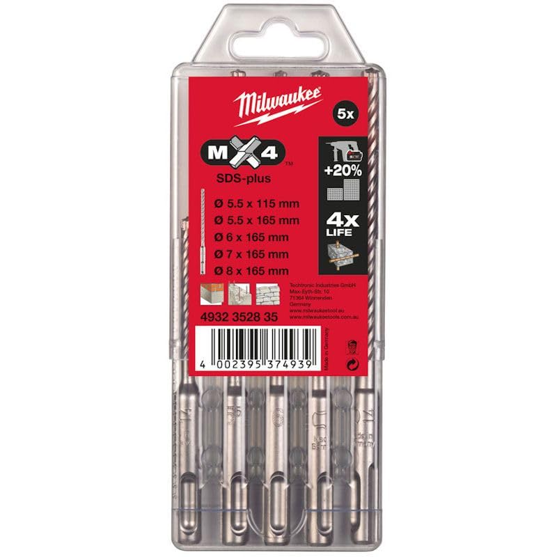 Milwaukee Conjunto de Brocas SDS-Plus RX4-5 PeÃ ‡ as