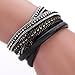 Susenstone Women Bohemian Bracelet Woven Braided Handmade Wrap (Black)