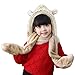 Kids Toddler Cartoon Fleece Hat Gloves Scarf 3 in 1 Set Girls Boys Winter Cute Warm Long Hoodie Earflap Hat Beige