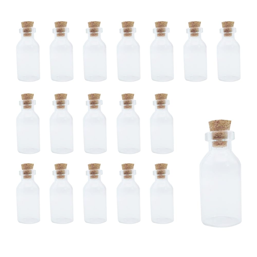 WYAN 20 mini Glass Wishing Bottles with Cork Stoppers, Message Glass Bottles for DIY Handicraft Decoration, Wedding Gifts, Wish Jewelry Party Gifts