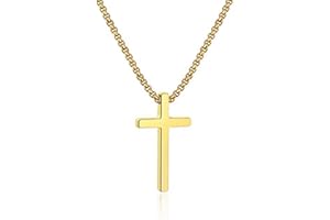 IEFSHINY Gifts for Men Boys - Stainless Steel Cross Pendant Chain Necklaces for Men, Mens 16-30 Inches Chain Gold Silver Black Cross Necklace Jewelry Gifts