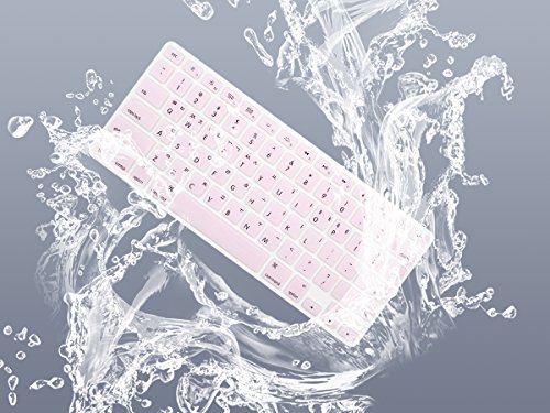 HRH Korean Silicone Keyboard Cover Skin for MacBook Air 13,MacBook Pro 13/15/17 (with or w/Out Retina Display, 2015 or Older Version)&Older iMac USA Layout Keyboard Protector-Light Pink