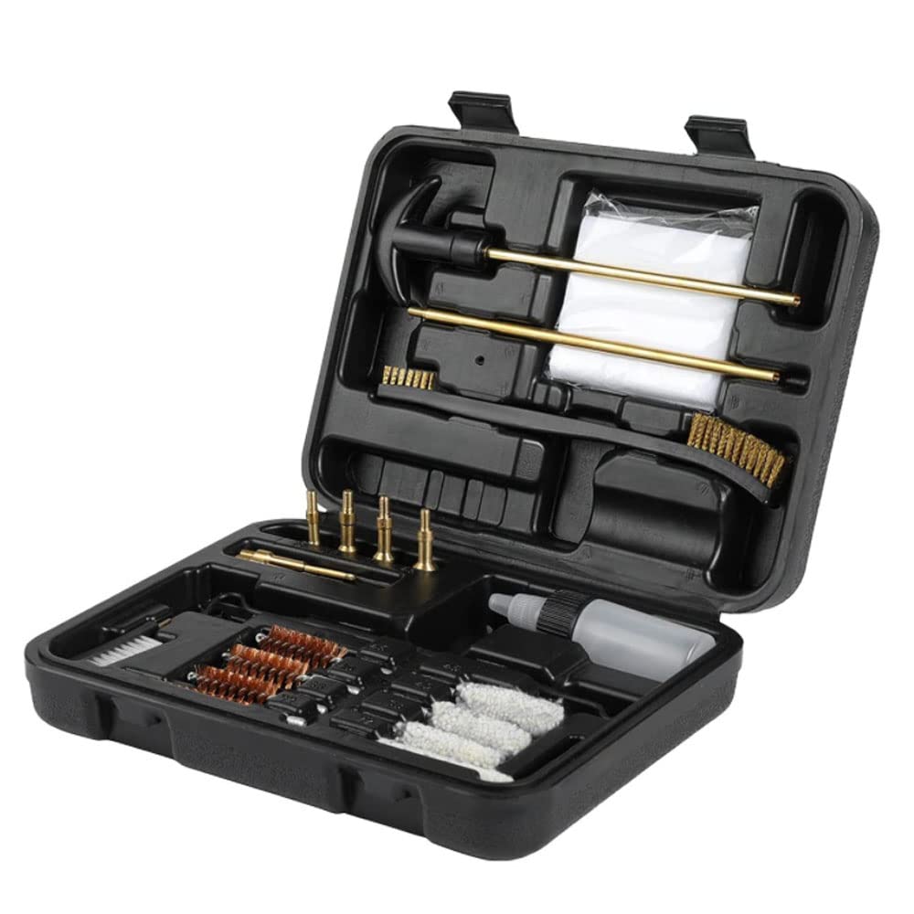 MOCNT Gun Cleaning Kit Clean Mops Brushes Gun Barrel Brush Tool Universal Brass Jag Adapter Oil Bottle for Rifle Airsoft Pistol Handgun for .22/.357/.38/9mm/.40/.45 Cal