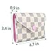 Trifold Wallets for Women Practical Compact Checkered Wallet and Blocking with Card Holder Organizer -PU Vegan Leather (Compact Wallet Cream)
