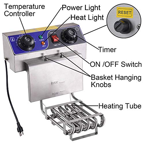 WeChef Commercial Dual Tanks Electric Deep Fryer with Basket Timers Drains Reset Button French Fry Restaurant 23.4L