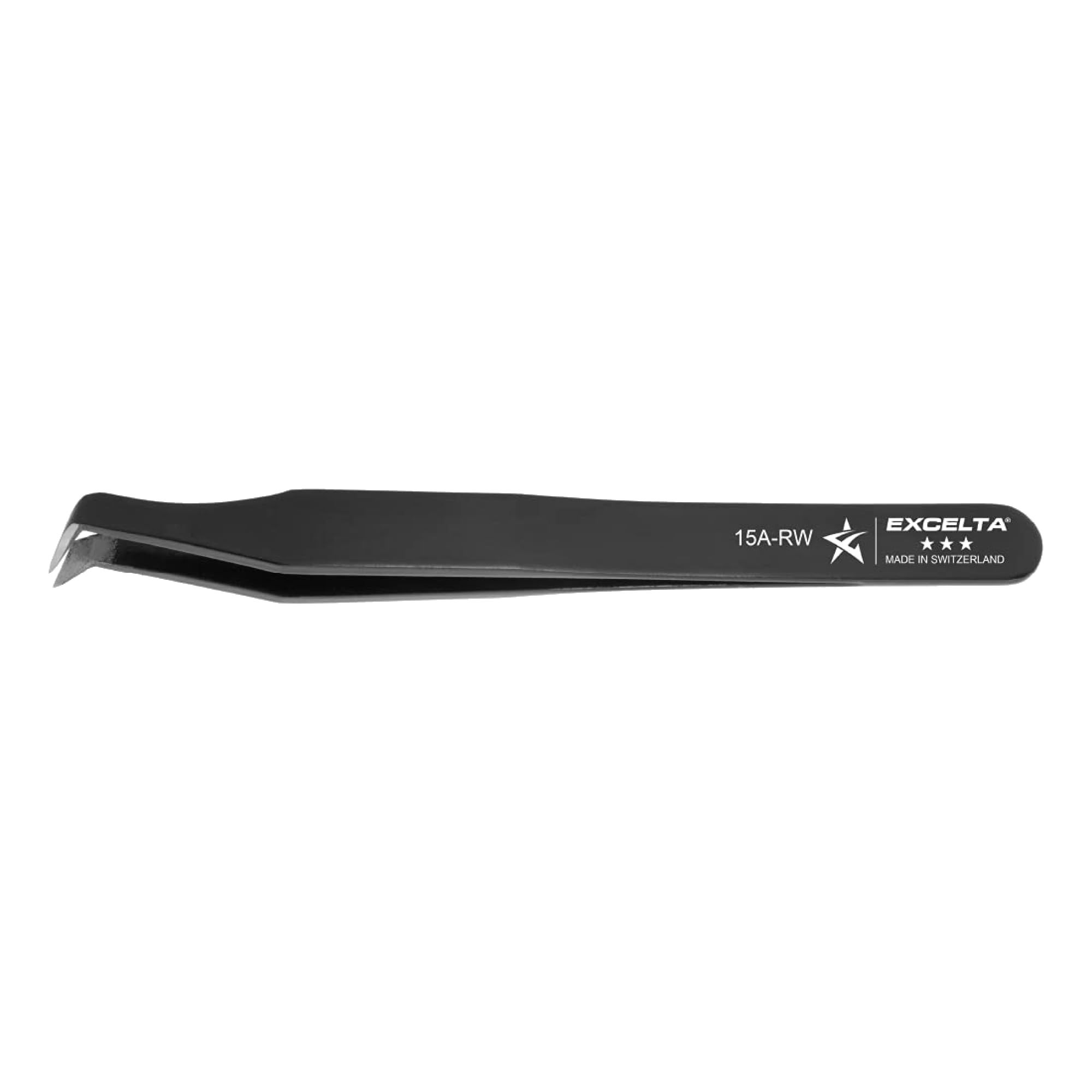 Excelta Cutting Tweezers, Angulated Tweezers, Three Star, Carbon Steel, 0.1" Height, 0.393" Wide, 4.5" Length