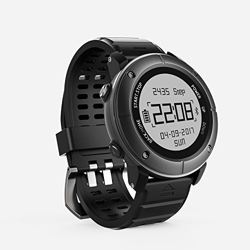 UWear GPS Smart Watch,Bluetooth IP68 Waterproof Stainless Steel Smart Watch,Black Smart Men Watch with Global Positioning System,Heart Rate,Compass,Pedometer for IOS Iphone,Android(Grey) - Thumbnail 3