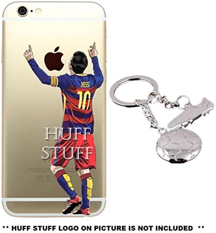 iPhone Case Ultra Slim Transparent With Soccer Metal Keychain [Soccer FIFA Player] Soft TPU Protective Case Cover for Apple iPhone 5/5s/SE 6/6s 6/6s Plus 7/7s 7/7s Plus (7/7s, Messi)