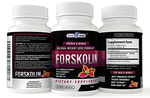 Forskolin Extract - 500mg - Promotes Weight Loss for Men and Women - Diet Pills - Burn Body Fat - Appetite Suppressant, Carb Blocker and Metabolism Booster - 60 Veggie Capsules