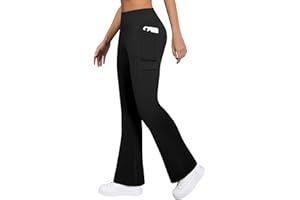 COPYLEAF Fleece Lined Leggings Women Winter Flare Thermal Leggings Water Resistant Hiking Cargo Snow Pants with 4 Pockets