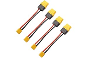 LINSYRC 4pcs XT30 Male Connector to XT60H Female Connector Adapter Plug with 3.93inch 16AWG Silicone Cable for RC Drone LiPo Battery