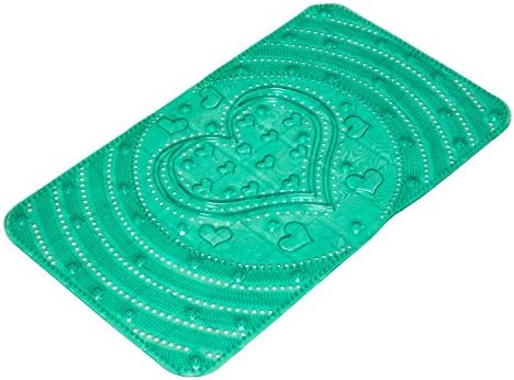 MustHome Non Slip PVC Love Patterns Bathmat 14"x26" Foot Massage Bathtub Mat (Clear Green)