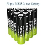 Skywolfeye - 10 pc of 18650 3.7V Li-ion Batteries 5800 mAh Rechargeable Battery for LED Flashlight Torch Headlamp Ship from USA