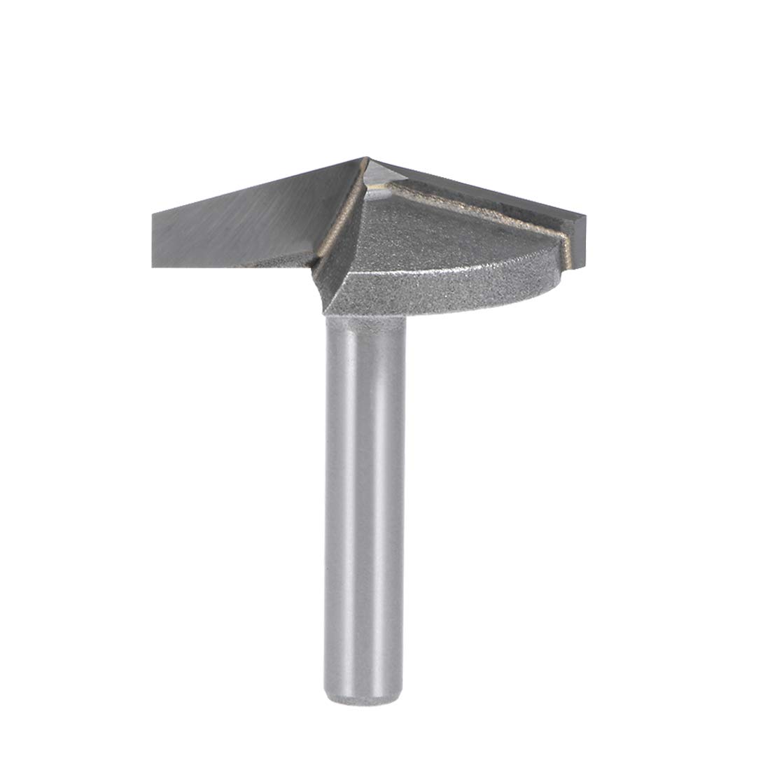 sourcing map 150 Degree V-Groove Router Bit 32mm Dia with 6mm Shank, Titanium Steel Tipped V Grooving Bit (Gray)
