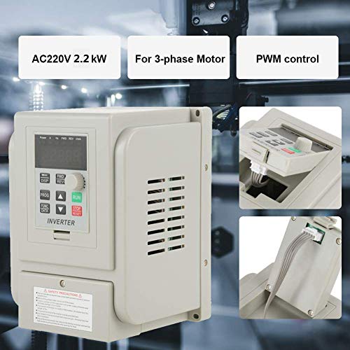 Variable Frequency Drive, 220VAC Single-Phase Variable Frequency Drive Adjustable-Frequency Drive VFD Speed Controller for 3-Phase 2.2kW AC Motor