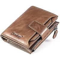 Senbos Mens Wallet Light Brown Genuine Cowhide RFID Blocking Soft Leather Wallet for Valentine