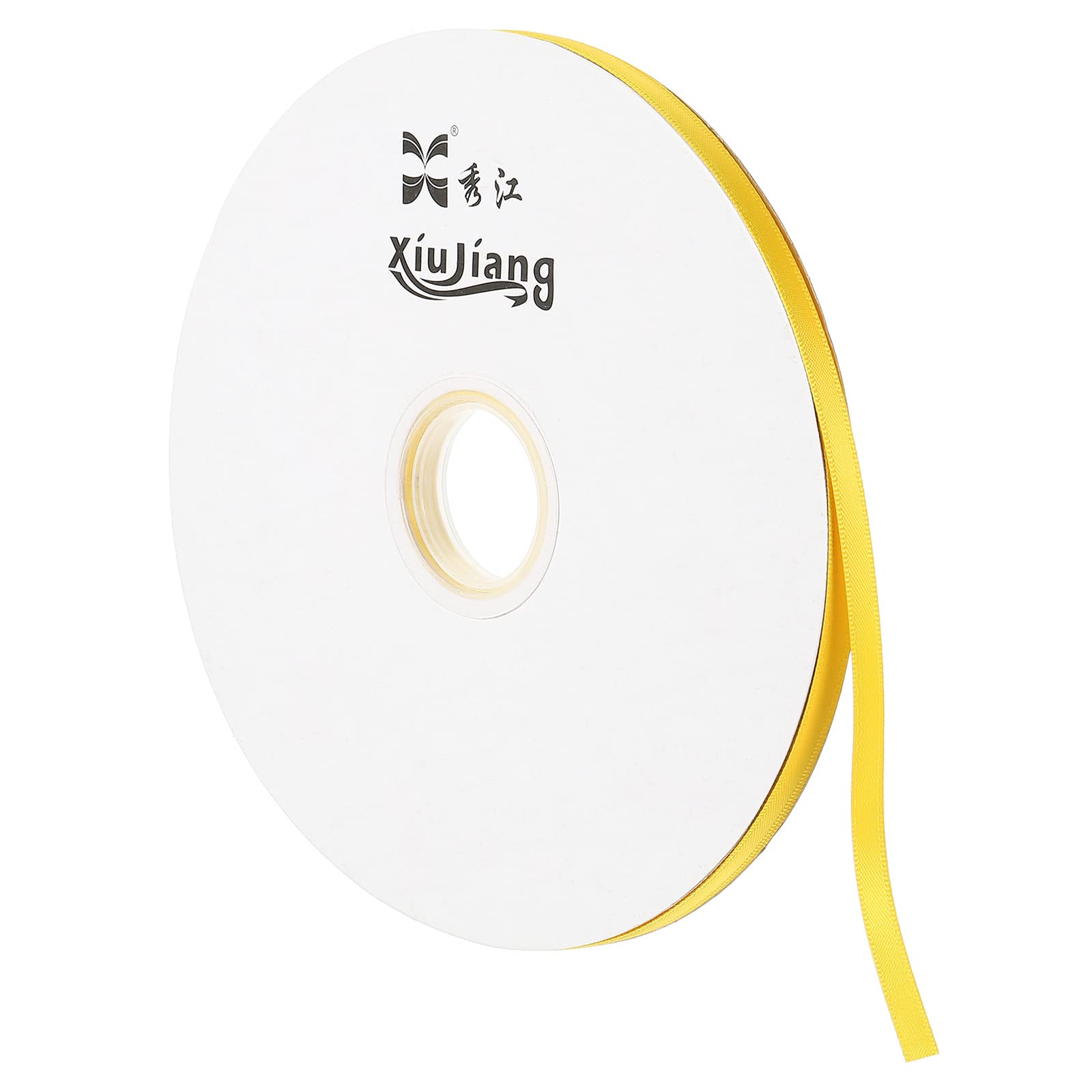 PATIKIL 0.28 Inch Wide 100 Yards Satin Ribbon, Double Face Solid Crafts Roll for Party Home DIY Wrapping Decoration Yellow