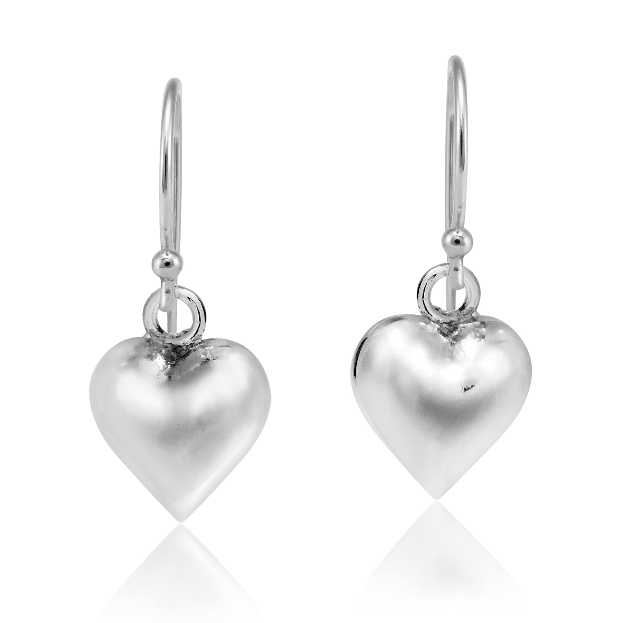 Gleaming Heart Full of Love .925 Sterling Silver Dangle Earrings