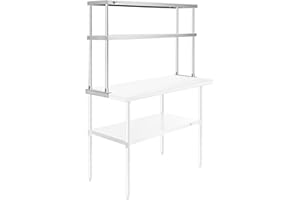 KUTLER Stainless Steel Double Overshelf 48" x 12", NSF Commercial 2-Tier Shelf for Prep and Work Tables for Restaurant, Kitchen, Workshop