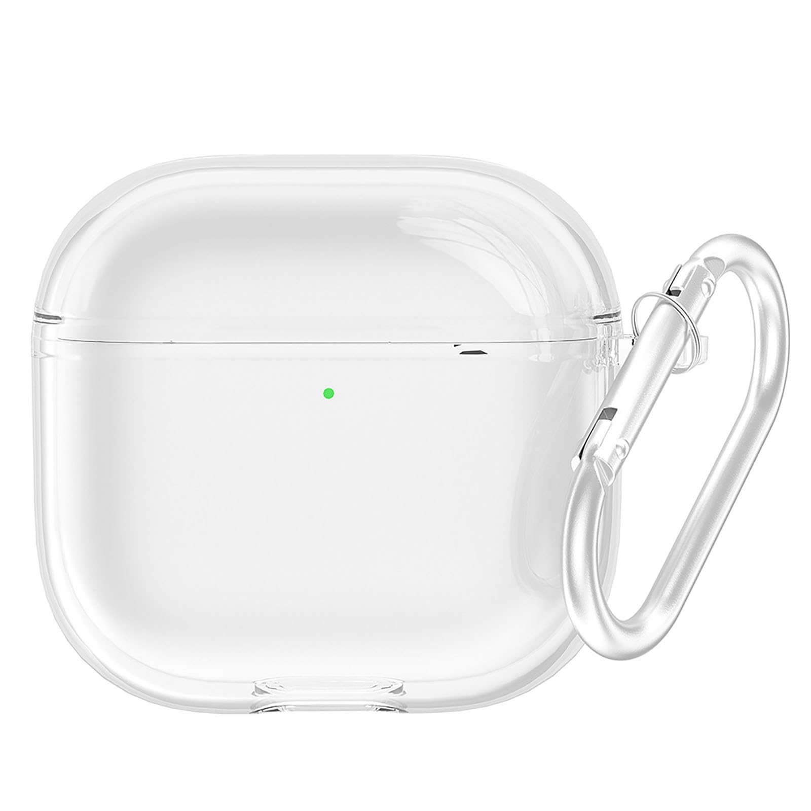 Clear Slim-Fit Shockproof Full Case Cover Compatible with AirPods 4 2024, Anti-Fall Anti-Yellowing Wireless Charging Full Protection Soft Cover With Carabiner (Clear)