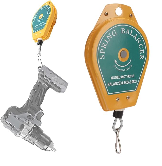 Fyearfly Retractable Spring Balancer, 0.6kg to 2kg Spring Balancer Hanging Holder, Spring Balancer Tool Retractor Tool Holder with Hook for Assembly Line