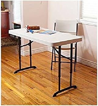 Lifetime 4' Adjustable Folding Table, White Granite