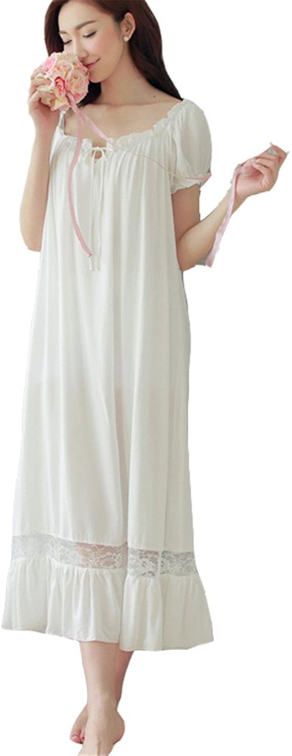 Amazon Everydress ネグリジェ ワンピース ルームウェア ナイトウエア 部屋着 パジャマ 姫系 ベビードール 綿 パジャマ 寝巻き S ホワイト ルームワンピース ネグリジェ 通販