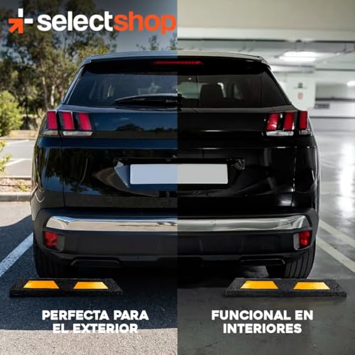 SELECTSHOP Set de 6 Topes Para Estacionamiento de 75 cm Con Reflejante Uso Rudo Vulcanizado Pre-Polímero de poliuretano Garaje Estacionamiento Division Carriles Resistente a Temperaturas