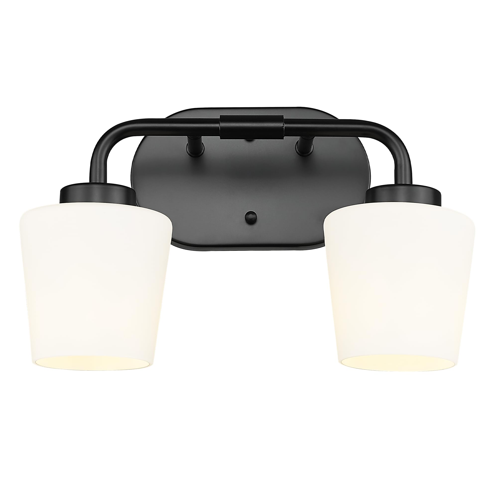 Photo 1 of Audickic Bathroom Light Fixtures Over Mirror, 2-Light Matte Black Vanity Lighting Fixtures with Milk White Glass, Vintage Farmhouse Wall Sconces Lighting, AD-22004-2W-BK