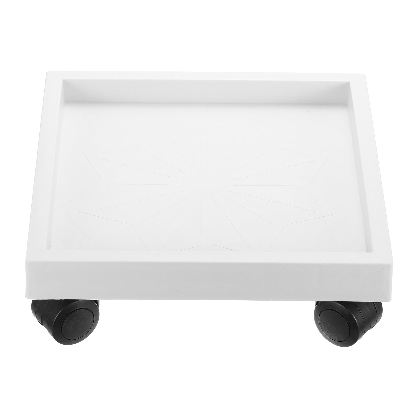 PATIKIL Square Planter Caddy with Wheels, 11.4 Inch Rolling Plant Stand Trolley Wheeled Plant Saucer Tray for Indoors Outdoors Heavy Plants, White