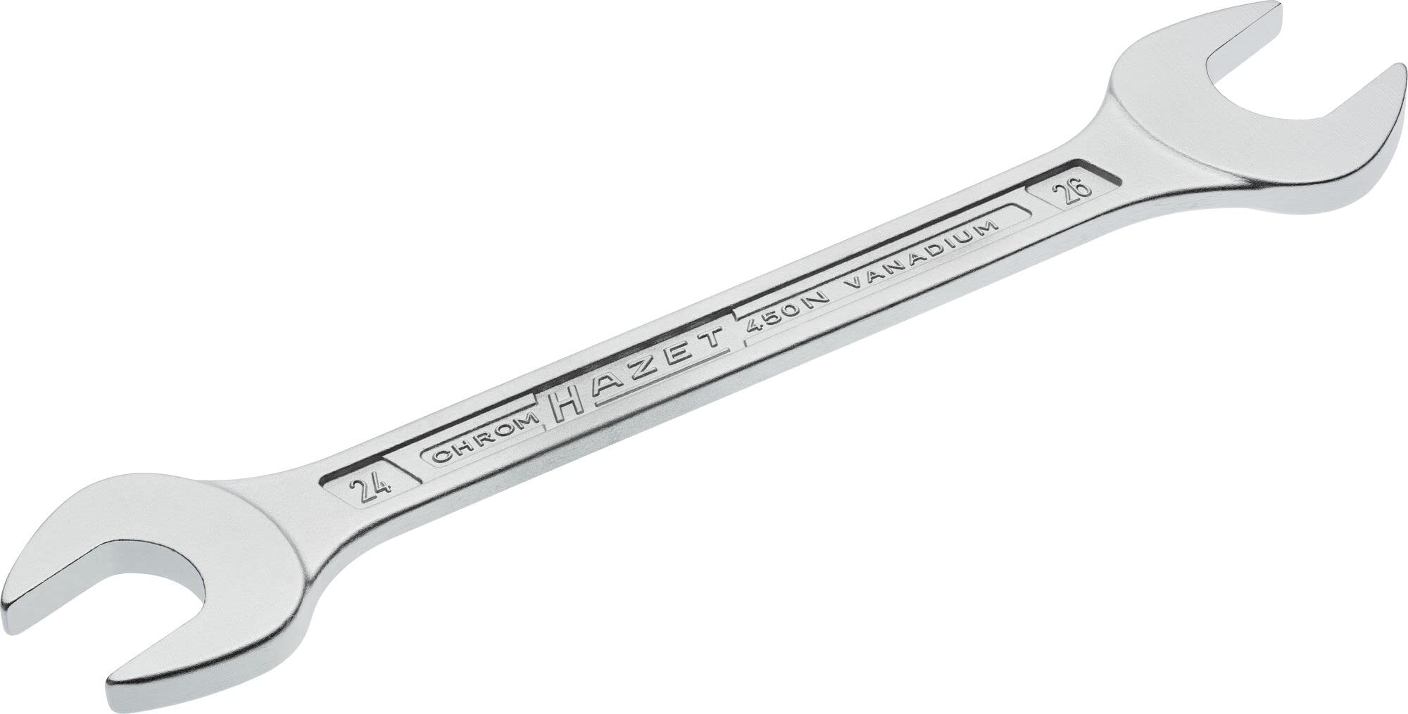 HAZET 450N-24X26 269.4 mm Hexagon Profile Double Open-End Wrench - Chrome-Plated