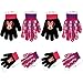 Disney Little Girls Minnie Mouse Character Acrylic Knit Gloves 4 Pair Set, Age 4-7