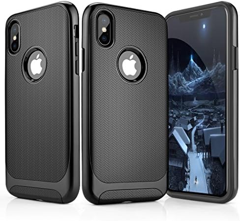 iPhone X Case, TRIJEN 3 in 1 Hybrid Ultra Thin + Slim Fit Hard Plastic Cover [Matte Finish] Anti-Scratch Non-Slip Surface for Apple iPhone X - Black and Gold