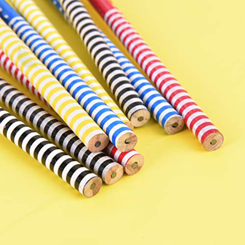 Kids Wooden Pencils Colorful Stripe Pencil With Cute Cartoon Smiley Face Eraser for School Supplies and Children Prize Gifts 9 Pack By BUSHIBU - Thumbnail 3