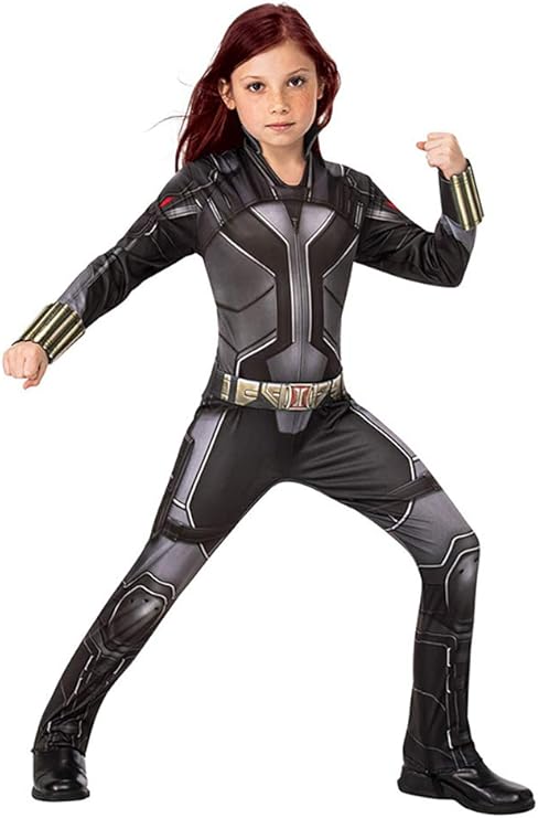 Amazon Sclyx スーパーヒーロ衣装 ブラックウィドウコスプレ衣装2点セット キッズ 子供 女の子 超かわいい ブラックウィドウ衣装 ブラック 黒 ベルト付 腕飾り付 戦ってる感 ブラックウィドウコスプレ 映画black Widowコスチューム ハロウィンコスチューム キッズ