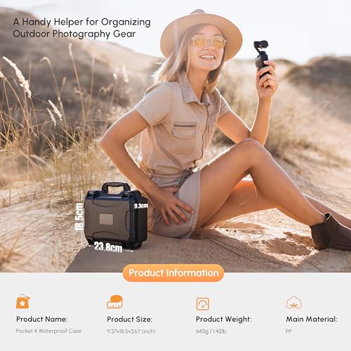 STARTRC PHOTO Osmo Pocket 4 Hard Shell Suitcase, Double-Walled Waterproof Bag for DJI Pocket 4 Creative Combo Accessories, Multifunctional Storage Bag with Large Capacity (Bag Only)