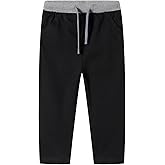 Mud Kingdom 3T Boy Pants Toddler School Uniform Drawstring Elastic Adjustable Waist Casual Contrasting Colors Black