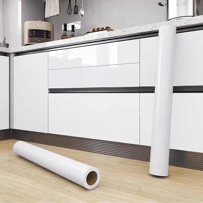 Assnit Self Adhesive Wallpaper White Glossy Glitter 30cm x 3m Peel & Stick