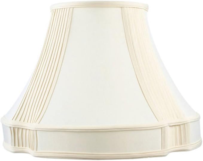 French Oval Shantung Silk Lamp Shade with Side Pleat in Off White Size
