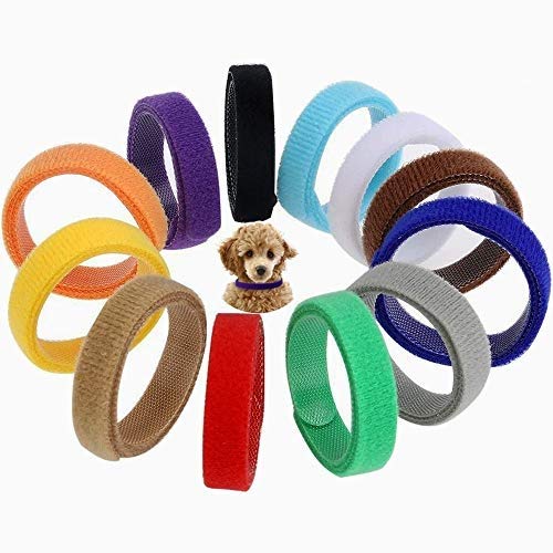 GTIWUNG 12PCS 10mm*350mm Puppy ID Identification Collars, Soft Puppy Whelping ID Collars, Adjustable Reusable Dog Collar, Puppy ID Bands, Assorted Colors Identification Collars